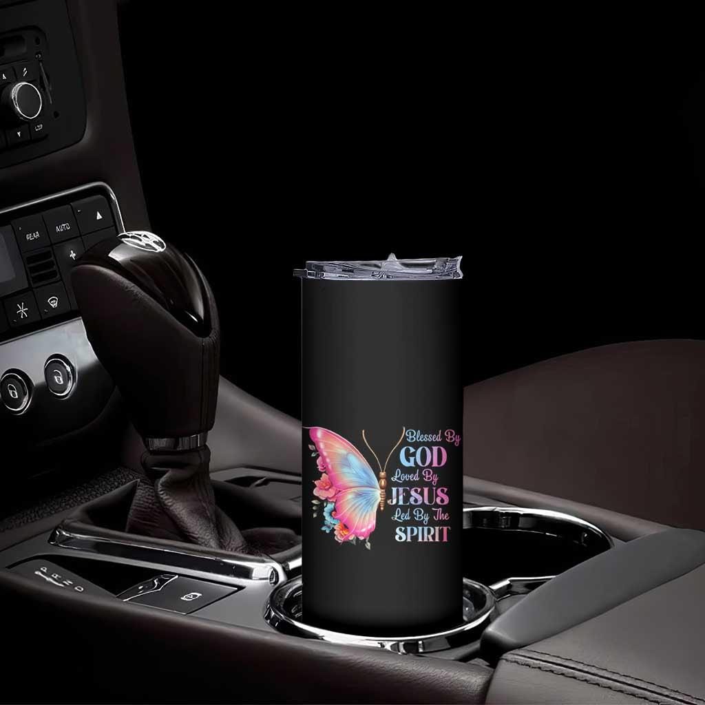 Christian Skinny Tumbler Blessed By God Loved By Jesus Led By The Spirit TS09 Print Your Wear