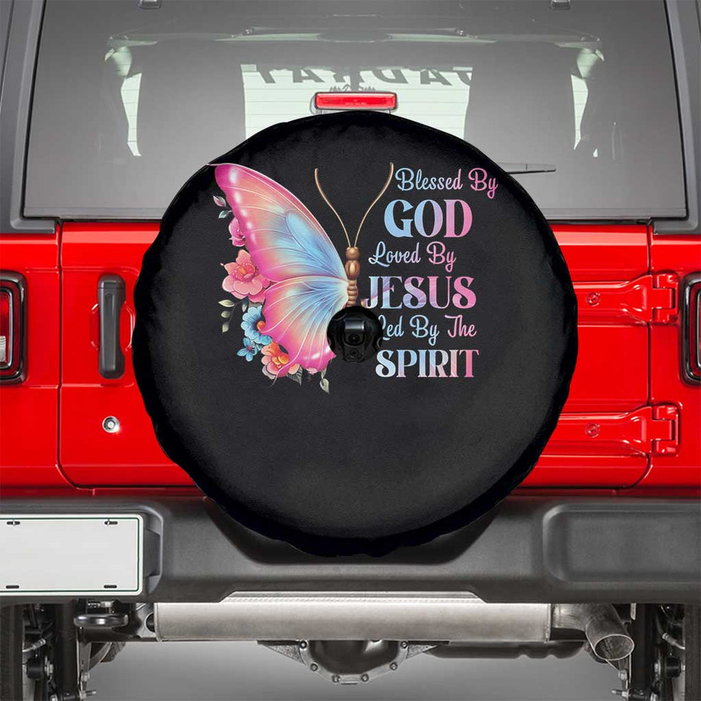 Christian Spare Tire Cover Blessed By God Loved By Jesus Led By The Spirit TS09 Black Print Your Wear