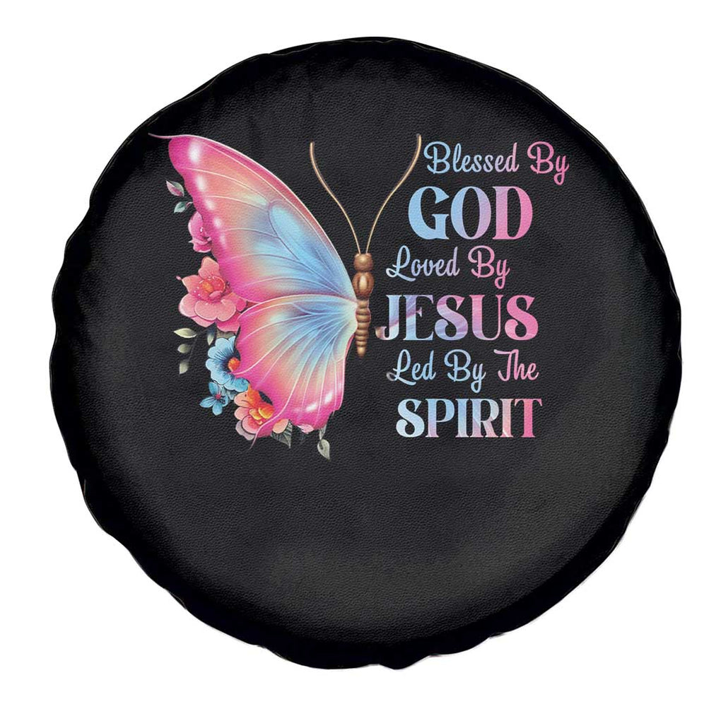 Christian Spare Tire Cover Blessed By God Loved By Jesus Led By The Spirit TS09 Print Your Wear