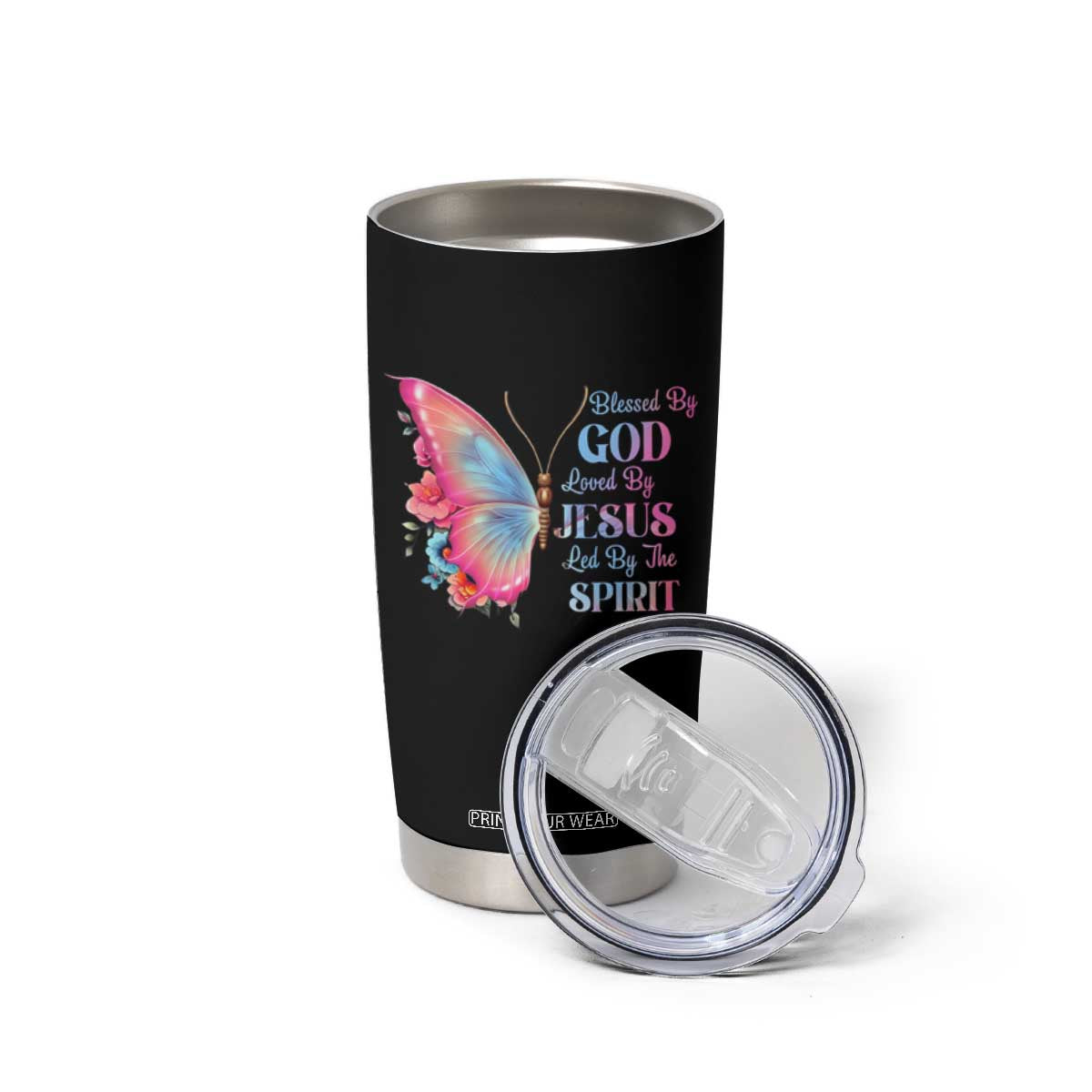 Christian Tumbler Cup Blessed By God Loved By Jesus Led By The Spirit TS09 Print Your Wear
