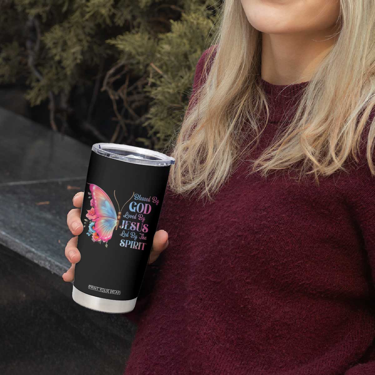 Christian Tumbler Cup Blessed By God Loved By Jesus Led By The Spirit TS09 Print Your Wear