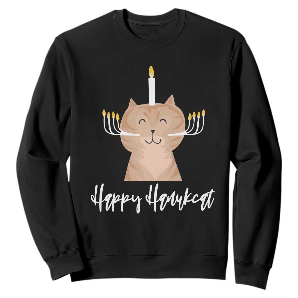 Cat Menorah Cute Jewish Kitten Hanukkah Chanukah Candle Sweatshirt TS09 Black Printyourwear