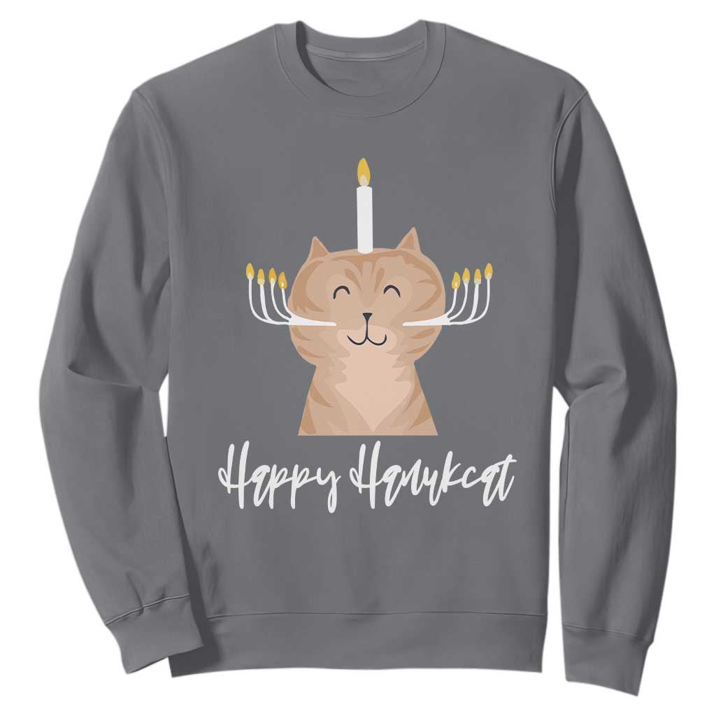 Cat Menorah Cute Jewish Kitten Hanukkah Chanukah Candle Sweatshirt TS09 Charcoal Printyourwear