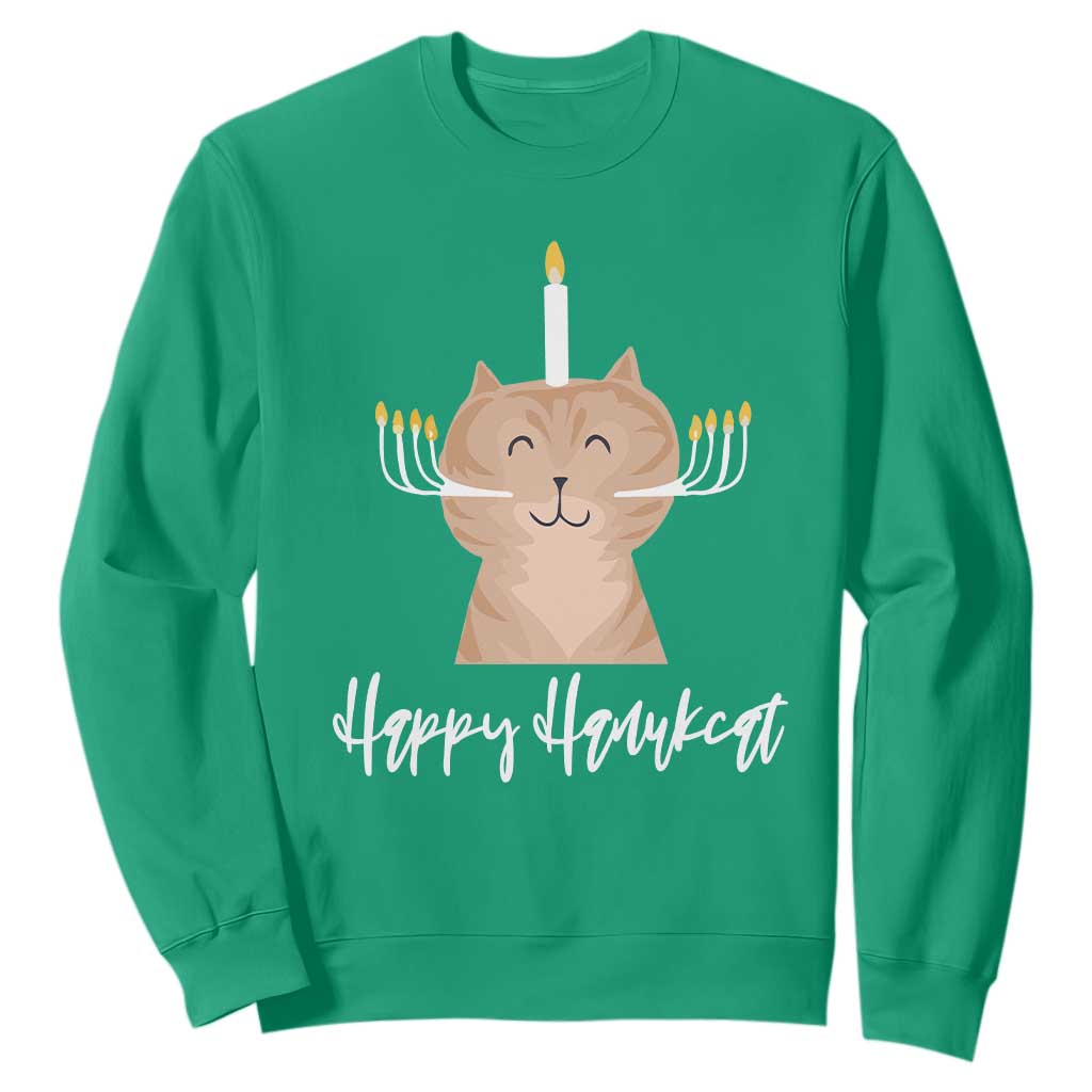 Cat Menorah Cute Jewish Kitten Hanukkah Chanukah Candle Sweatshirt TS09 Irish Green Printyourwear
