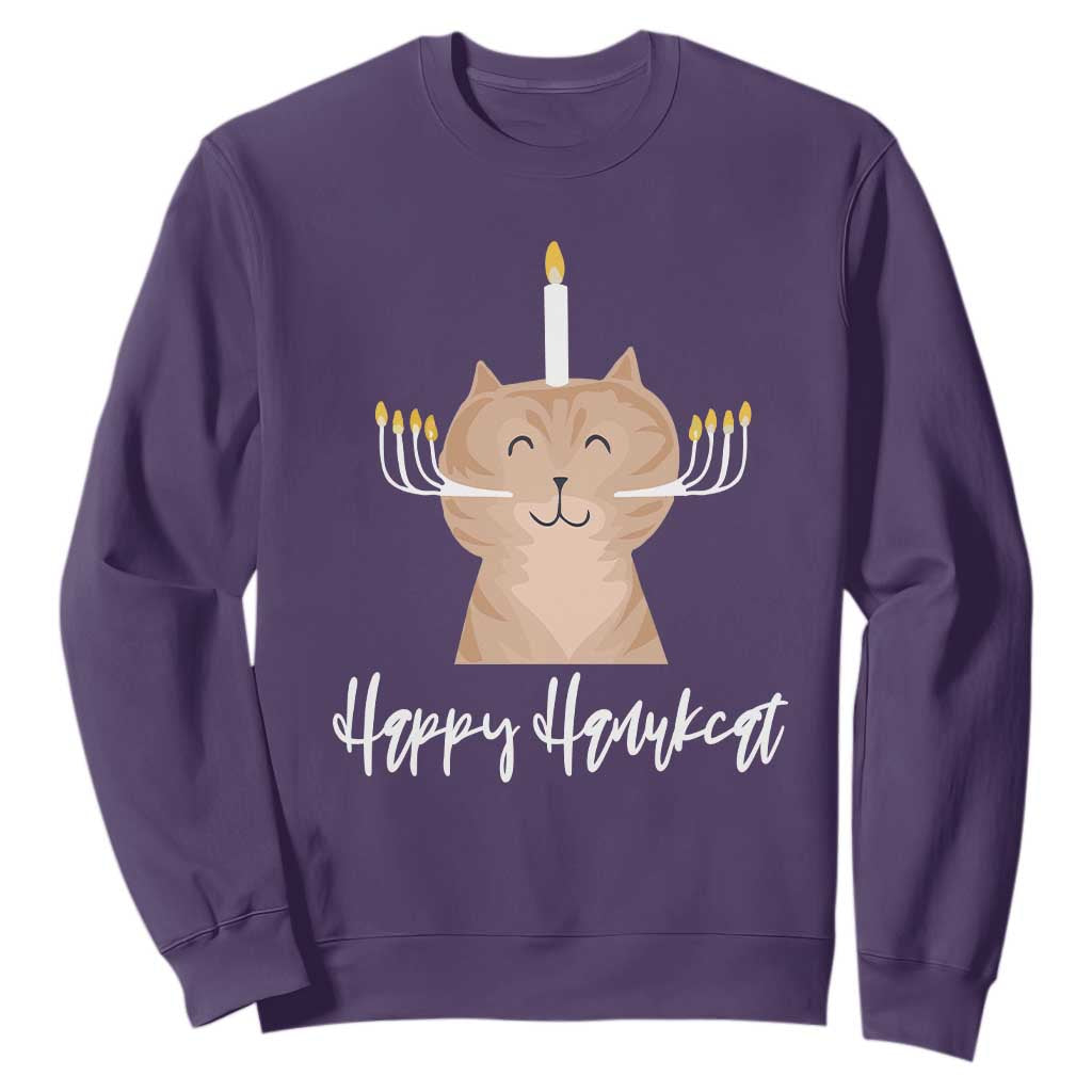 Cat Menorah Cute Jewish Kitten Hanukkah Chanukah Candle Sweatshirt TS09 Purple Printyourwear