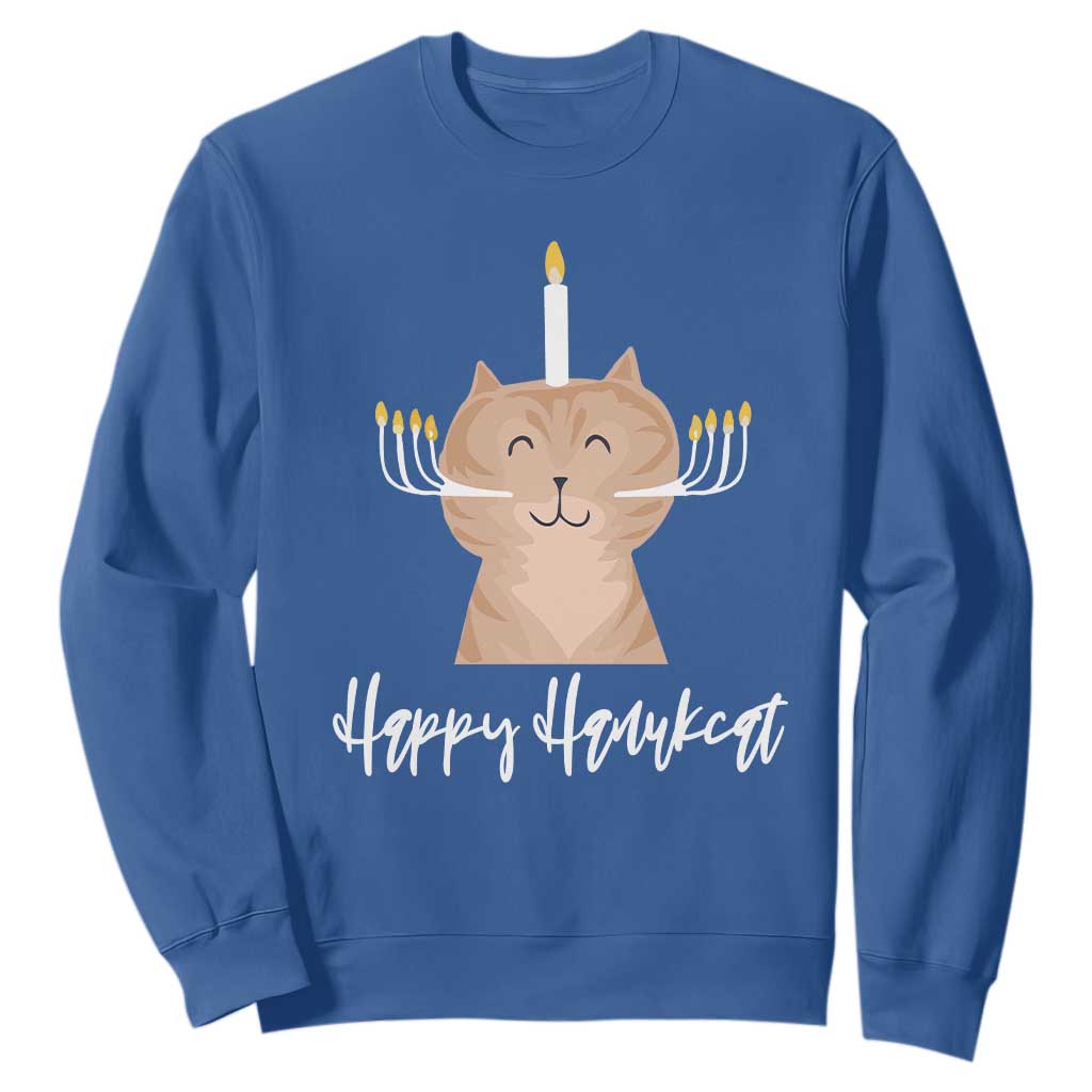 Cat Menorah Cute Jewish Kitten Hanukkah Chanukah Candle Sweatshirt TS09 Royal Blue Printyourwear