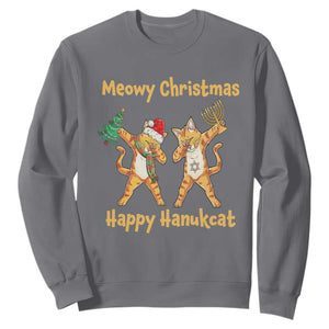 Happy Hanukcat Meowy Christmas Cat Lover Hanukkah Sweatshirt TS09 Charcoal Printyourwear