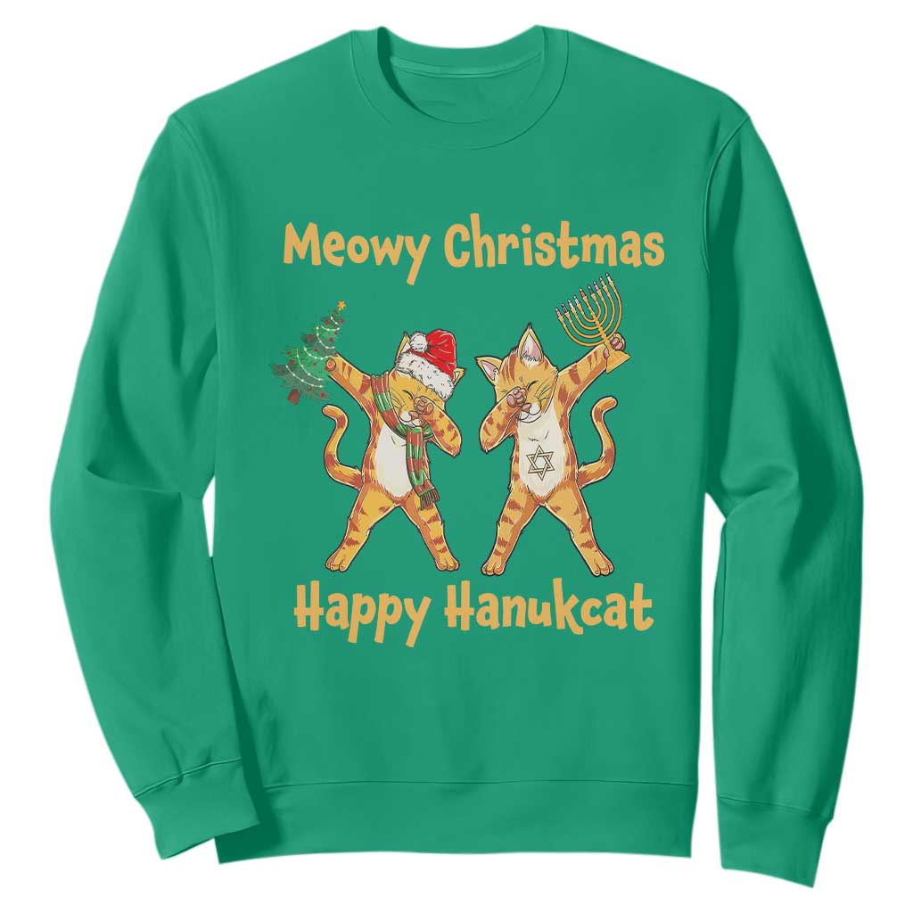 Happy Hanukcat Meowy Christmas Cat Lover Hanukkah Sweatshirt TS09 Irish Green Printyourwear