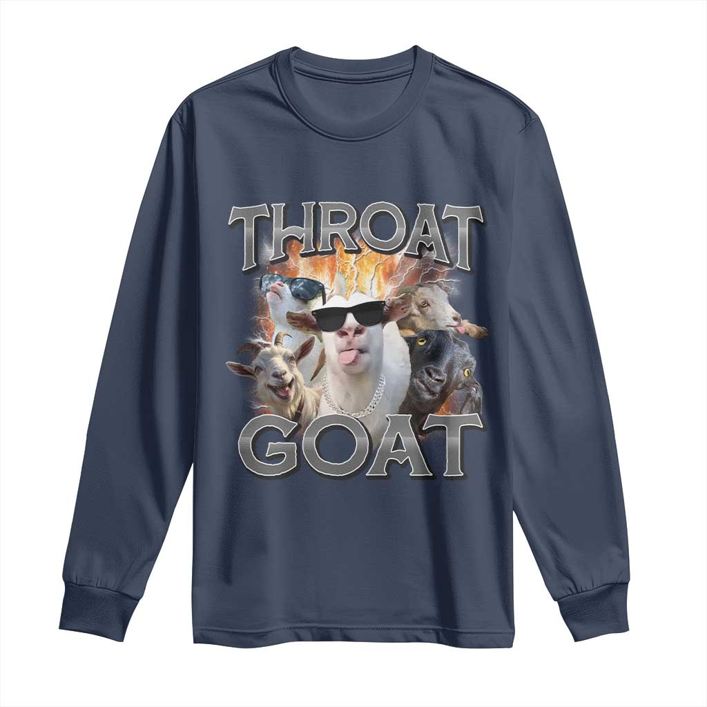 Throat Goat Funny Offensive Adult Humor Bootleg Long Sleeve Shirt TS09 Navy Print Your Wear