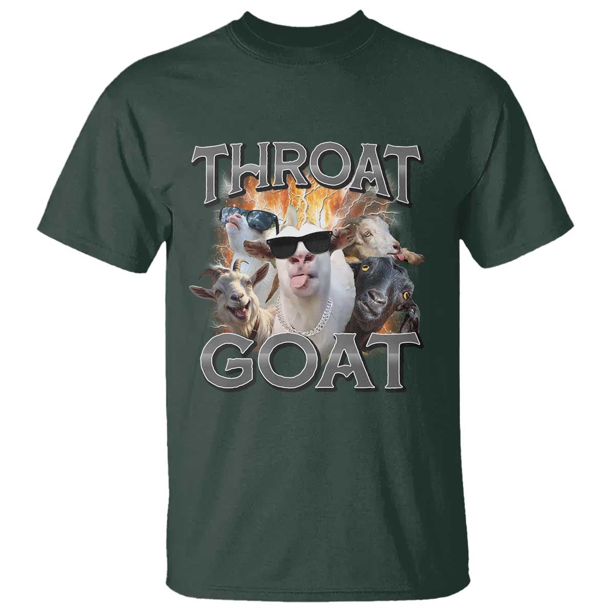 Throat Goat Funny Offensive Adult Humor Bootleg T Shirt TS09 Dark Forest Green Print Your Wear