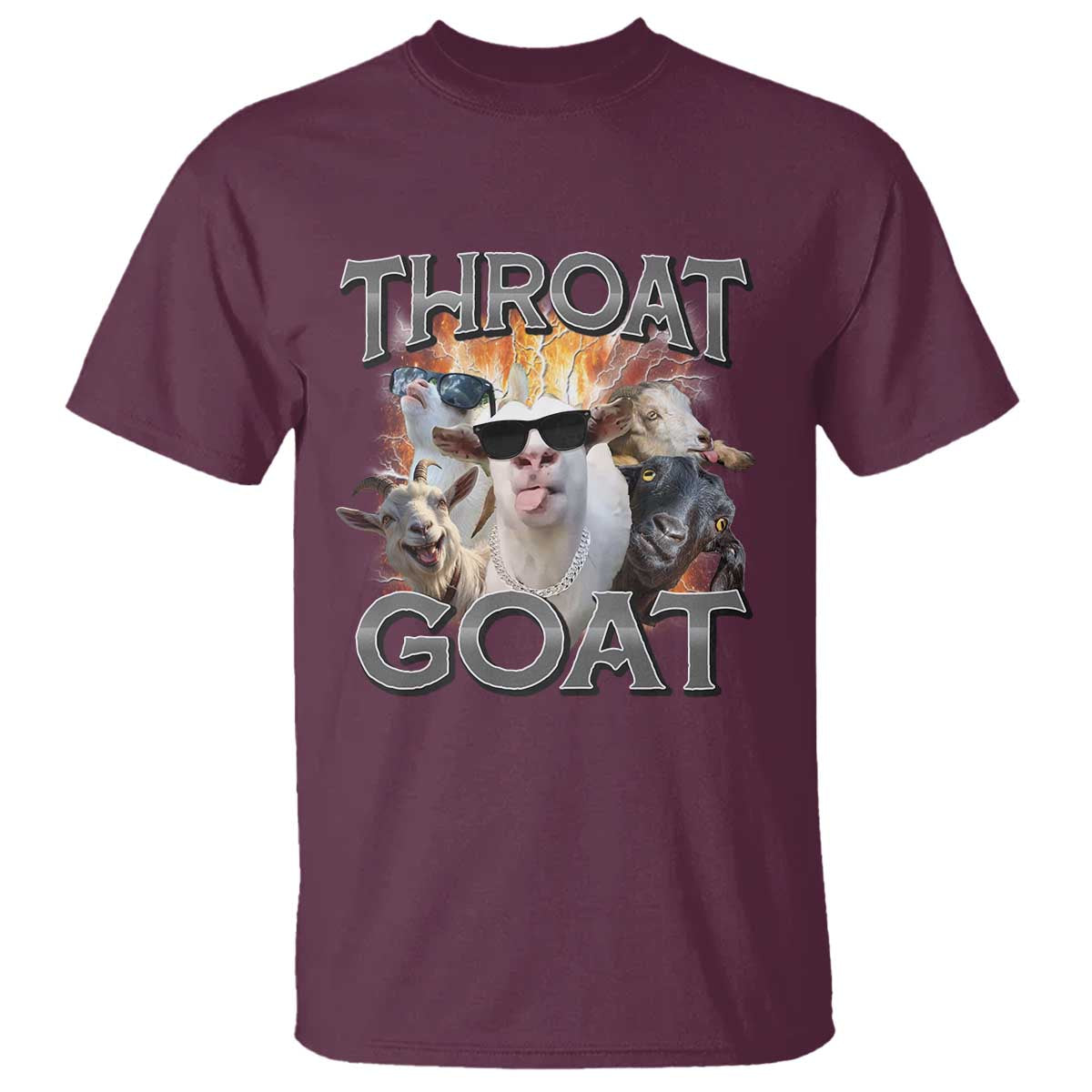Throat Goat Funny Offensive Adult Humor Bootleg T Shirt TS09 Maroon Print Your Wear