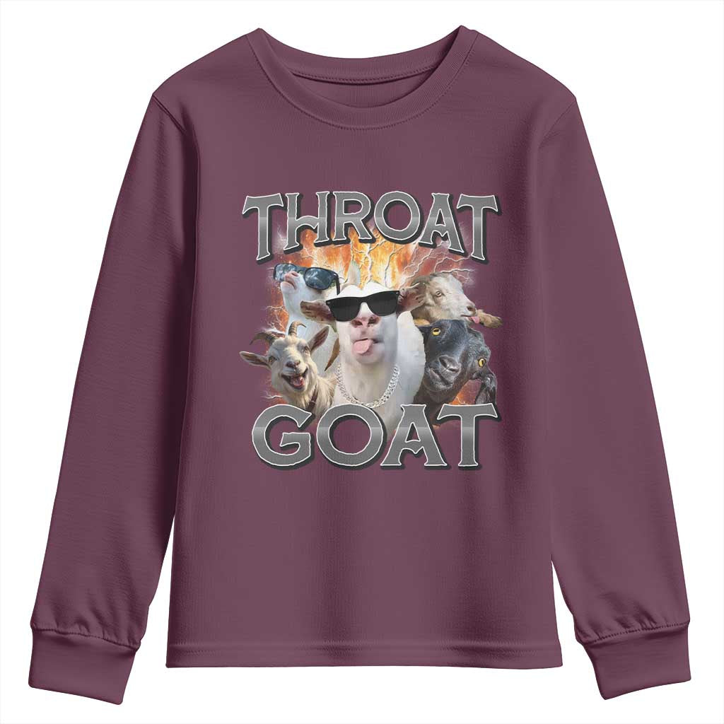 Throat Goat Funny Offensive Adult Humor Bootleg Youth Sweatshirt TS09 Maroon Print Your Wear