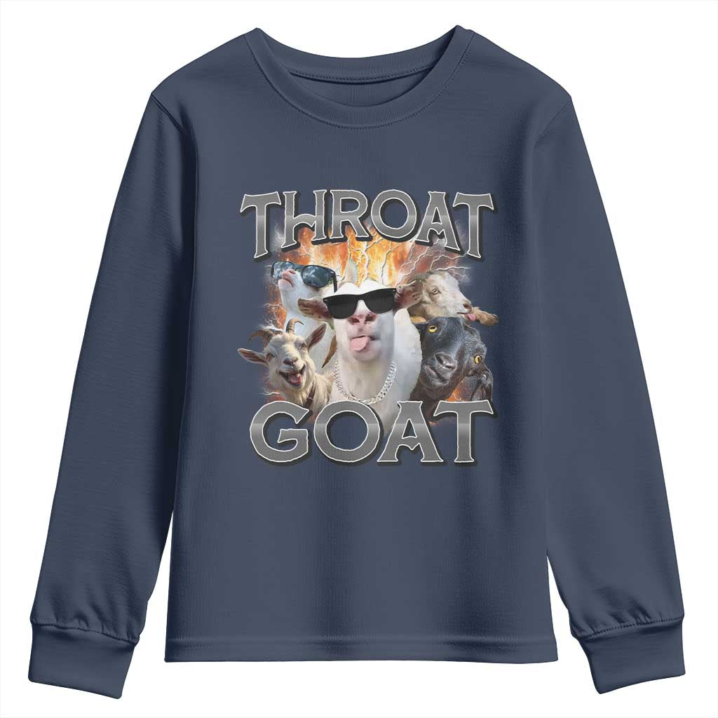 Throat Goat Funny Offensive Adult Humor Bootleg Youth Sweatshirt TS09 Navy Print Your Wear