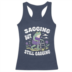 Funny Frog Meme Racerback Tank Top Sagging But Still Gagging Naughty Adult Humor TS09 Navy Print Your Wear