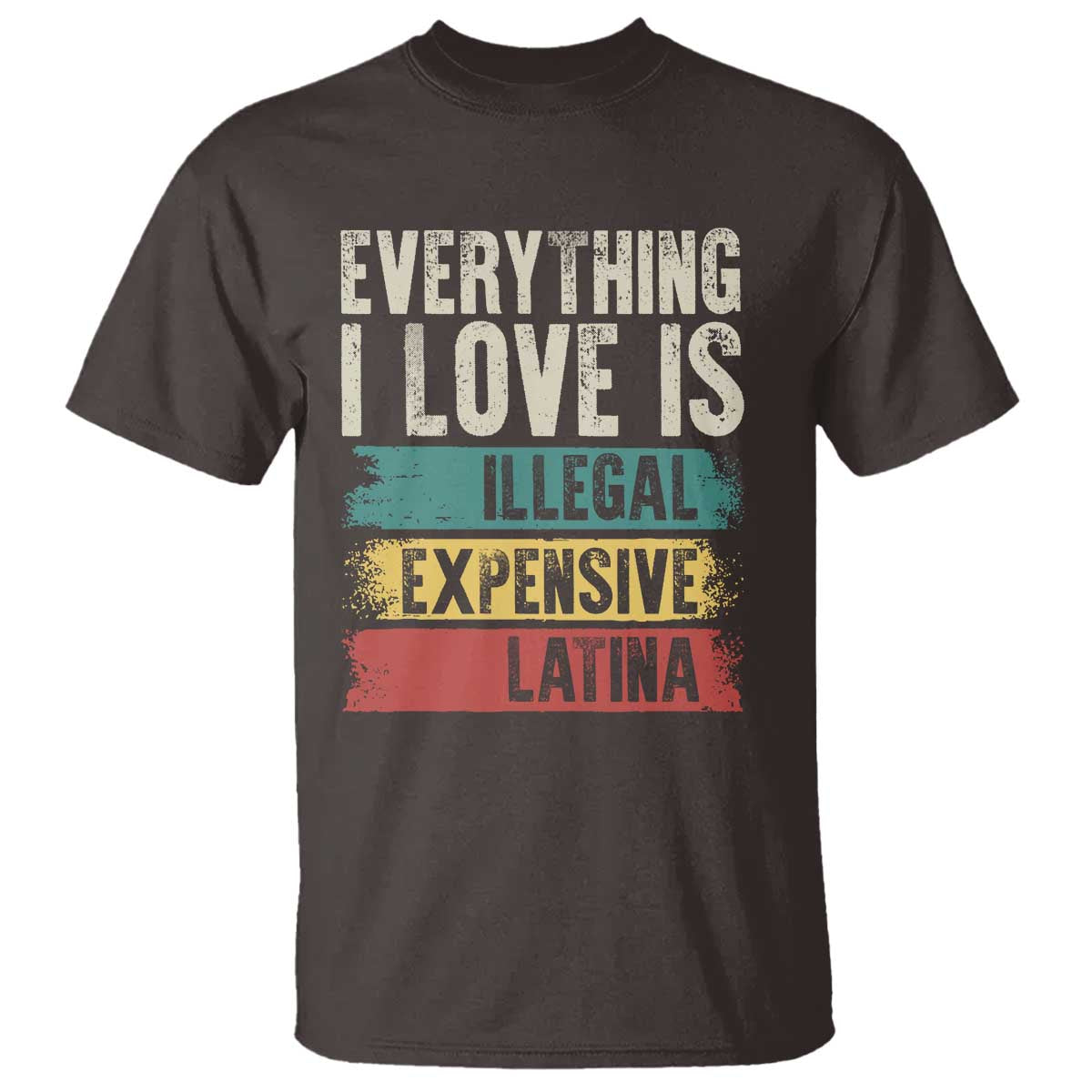 Everything I Love Is Illegal Expensive Or Latina T Shirt TS09 Dark Chocolate Print Your Wear