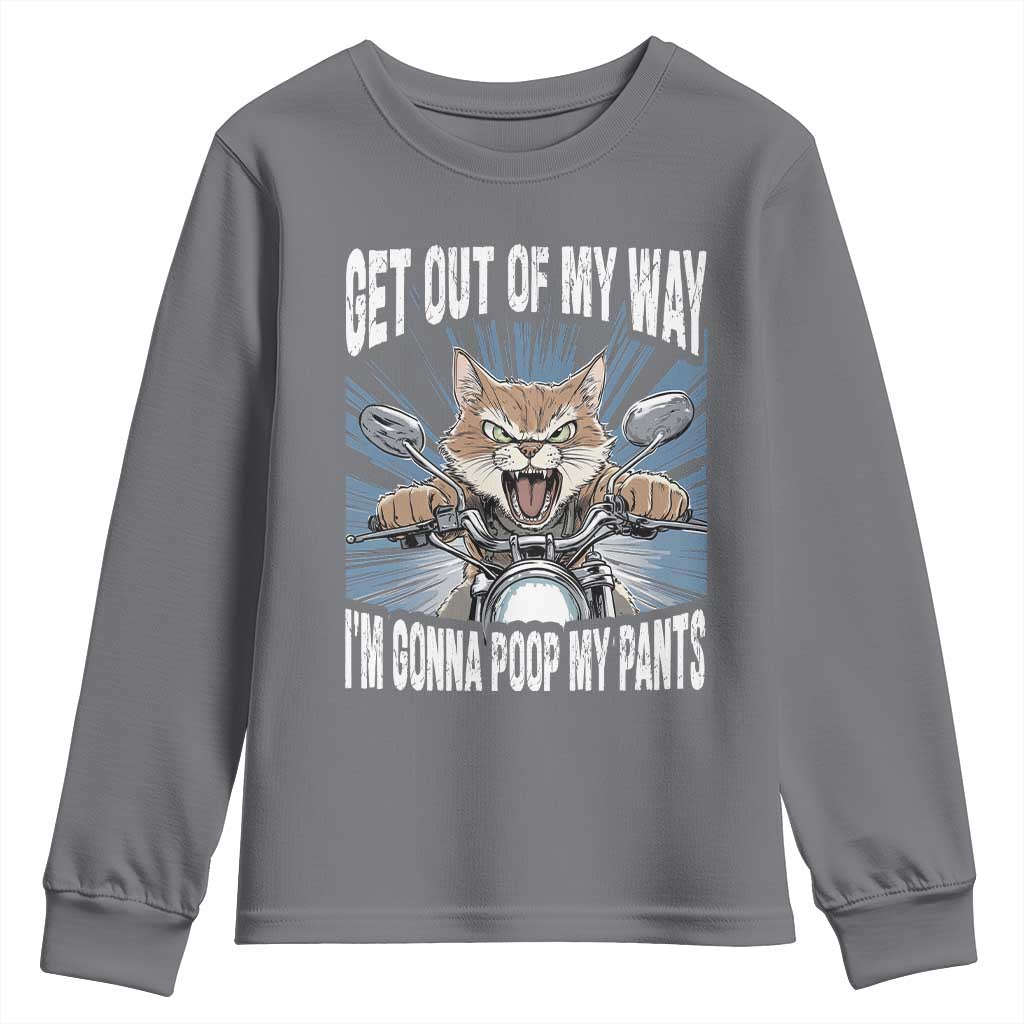 Funny Meme Youth Sweatshirt Get Out of My Way Gonna Poop My Pants TS09 Charcoal Print Your Wear