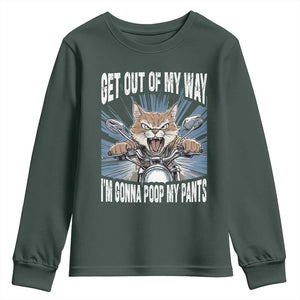 Funny Meme Youth Sweatshirt Get Out of My Way Gonna Poop My Pants TS09 Dark Forest Green Print Your Wear