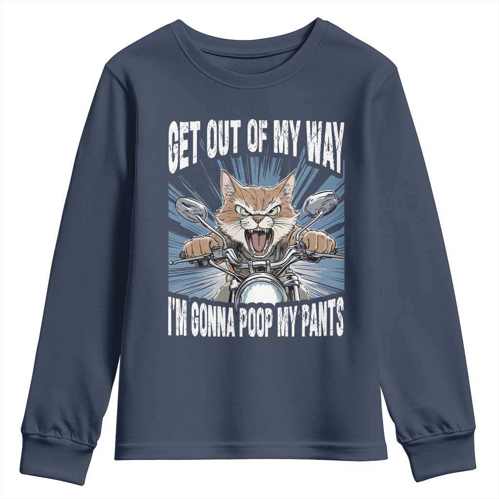 Funny Meme Youth Sweatshirt Get Out of My Way Gonna Poop My Pants TS09 Navy Print Your Wear