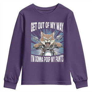 Funny Meme Youth Sweatshirt Get Out of My Way Gonna Poop My Pants TS09 Purple Print Your Wear