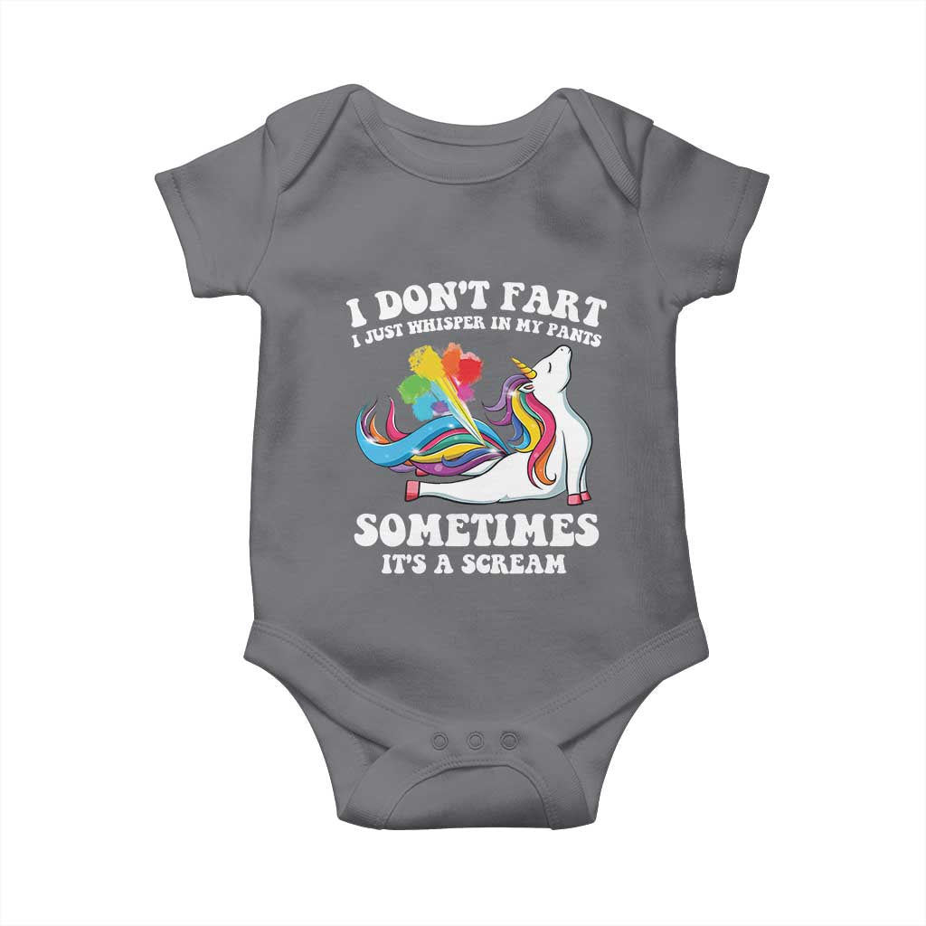 Funny I Don't Fart I Whisper In My Pants Baby Onesie TS09 Charcoal Print Your Wear