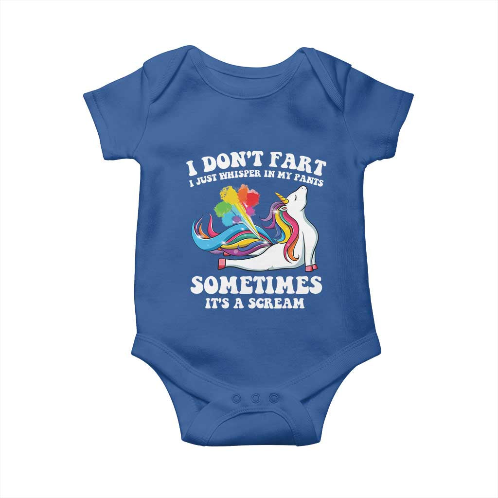 Funny I Don't Fart I Whisper In My Pants Baby Onesie TS09 Royal Blue Print Your Wear