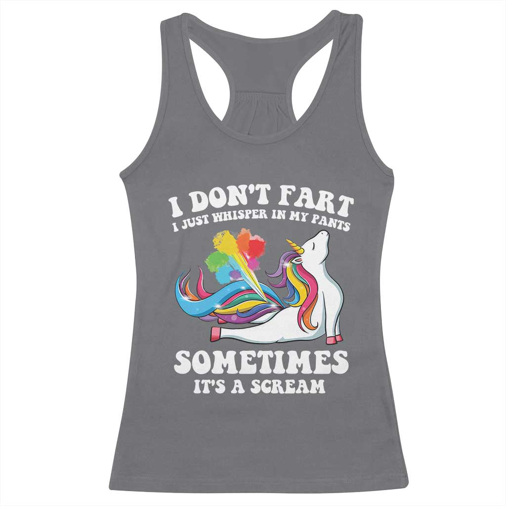 Funny I Don't Fart I Whisper In My Pants Racerback Tank Top TS09 Charcoal Print Your Wear