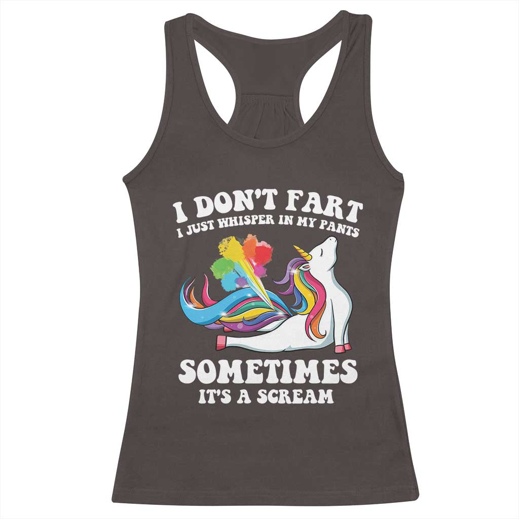 Funny I Don't Fart I Whisper In My Pants Racerback Tank Top TS09 Dark Chocolate Print Your Wear