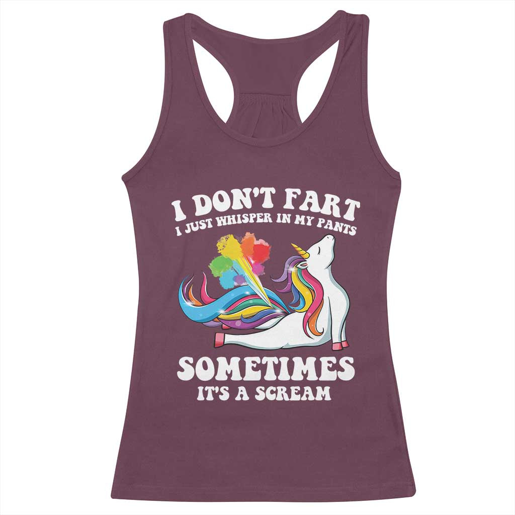 Funny I Don't Fart I Whisper In My Pants Racerback Tank Top TS09 Maroon Print Your Wear