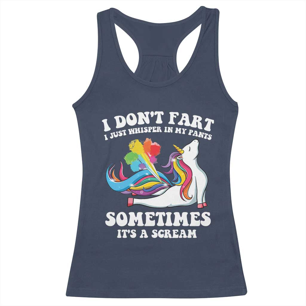 Funny I Don't Fart I Whisper In My Pants Racerback Tank Top TS09 Navy Print Your Wear