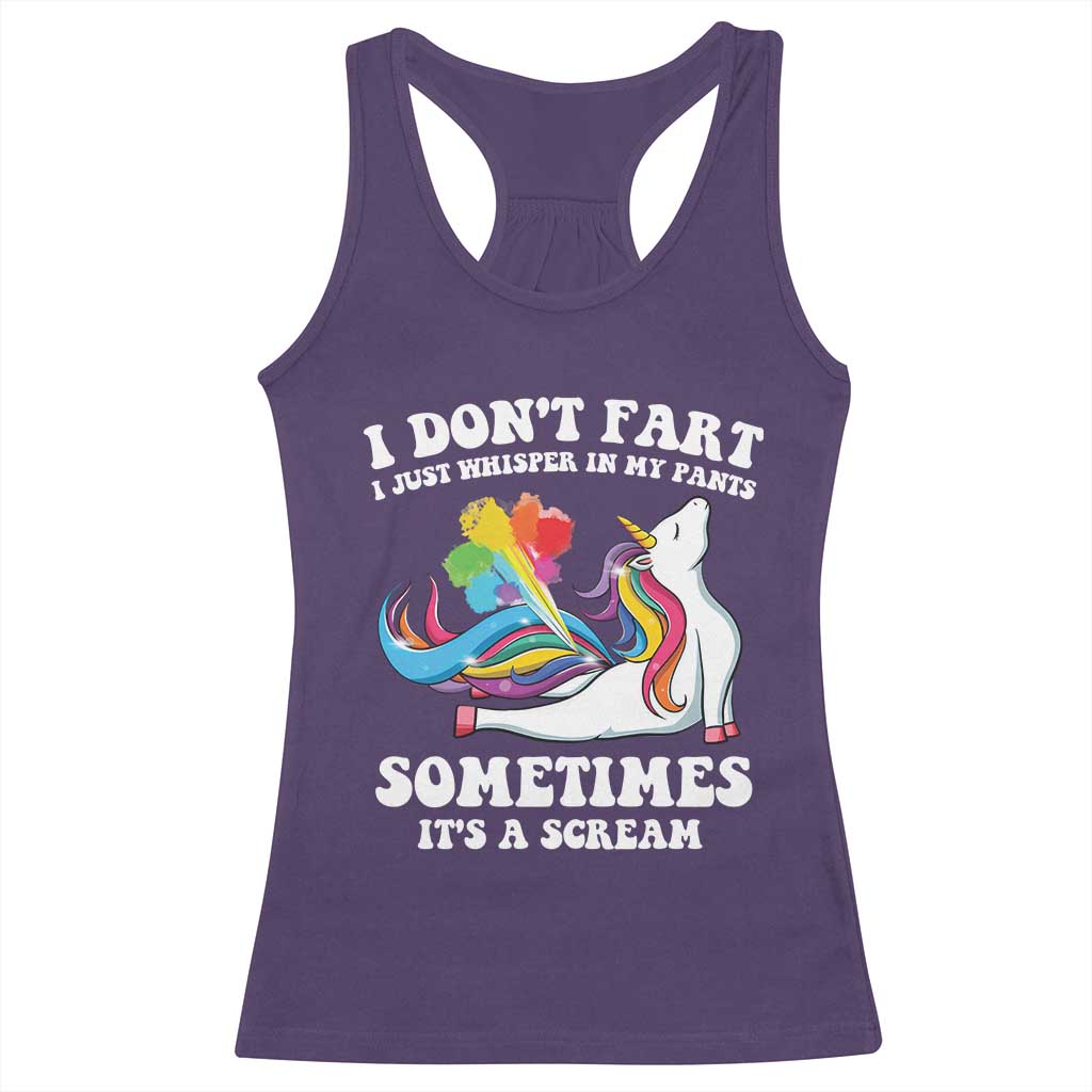 Funny I Don't Fart I Whisper In My Pants Racerback Tank Top TS09 Purple Print Your Wear