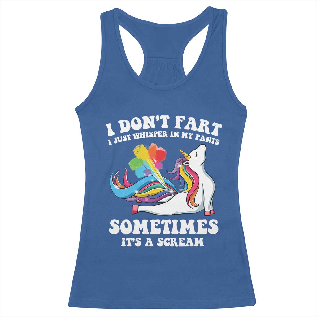 Funny I Don't Fart I Whisper In My Pants Racerback Tank Top TS09 Royal Blue Print Your Wear