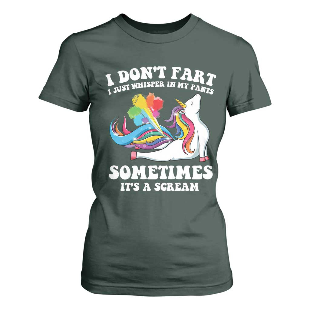 Funny I Don't Fart I Whisper In My Pants T Shirt For Women TS09 Dark Forest Green Print Your Wear