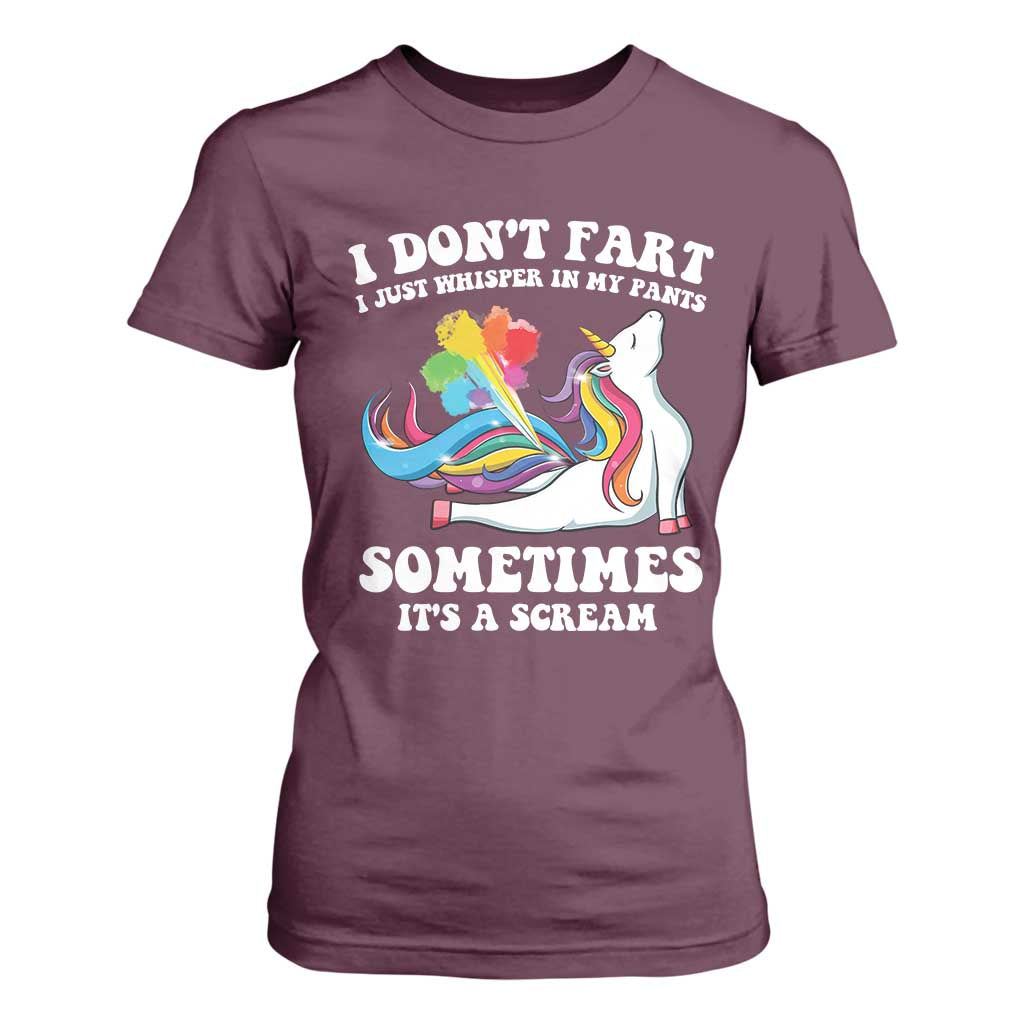 Funny I Don't Fart I Whisper In My Pants T Shirt For Women TS09 Maroon Print Your Wear