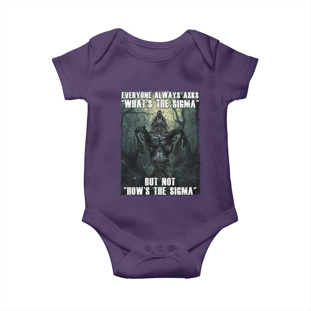 Funny Meme Wolf Alpha Baby Onesie Everyone Always Asks What's The Sigma But Not How's The Sigma TS09 Purple Print Your Wear