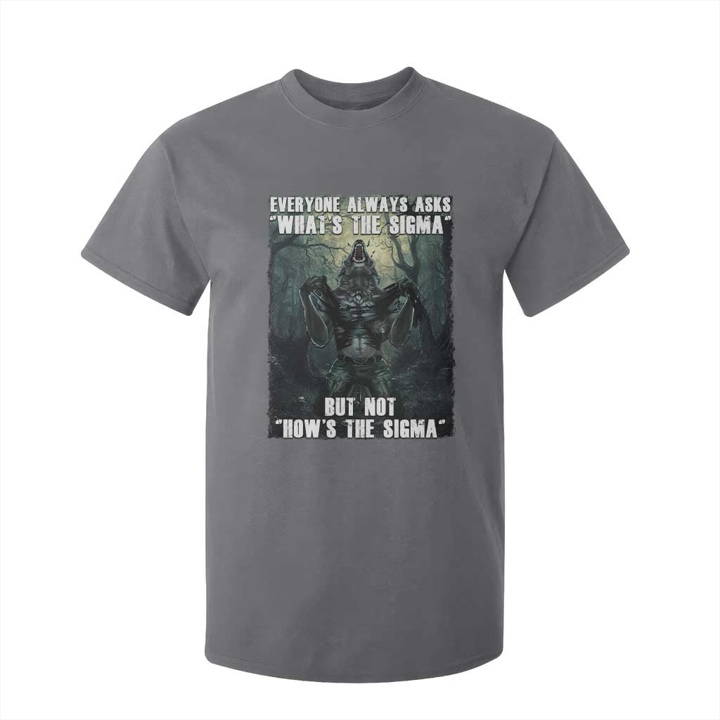 Funny Meme Wolf Alpha T Shirt For Kid Everyone Always Asks What's The Sigma But Not How's The Sigma TS09 Charcoal Print Your Wear