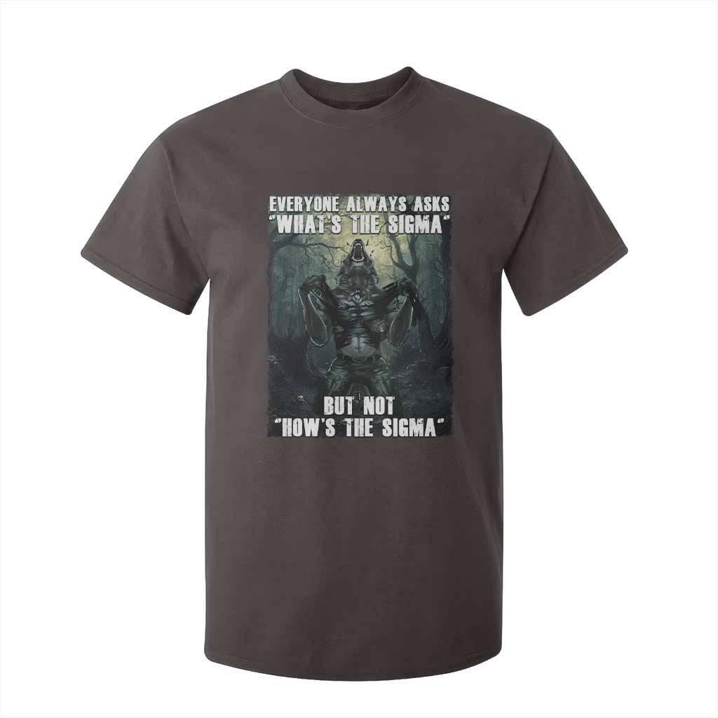 Funny Meme Wolf Alpha T Shirt For Kid Everyone Always Asks What's The Sigma But Not How's The Sigma TS09 Dark Chocolate Print Your Wear