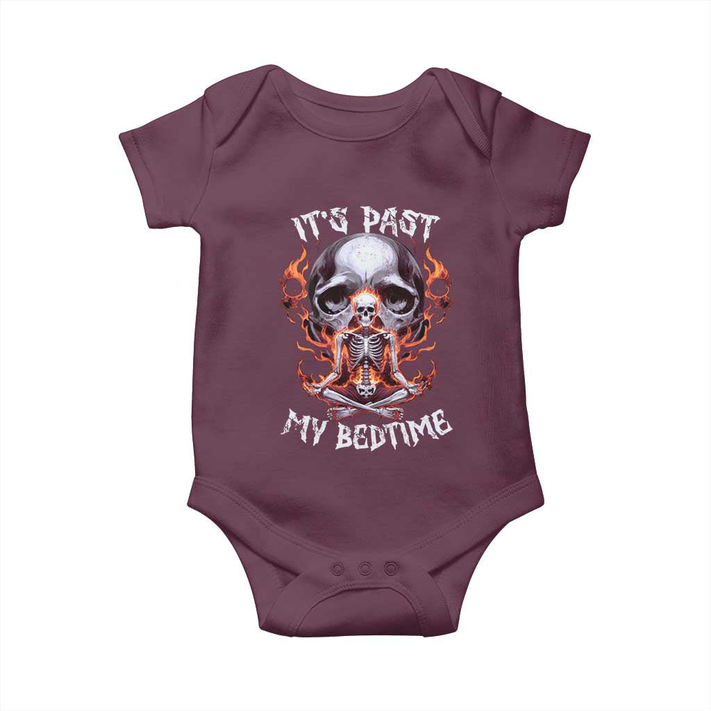 Funny Skeleton Meme Baby Onesie It's Past My Bedtime TS09 Maroon Print Your Wear