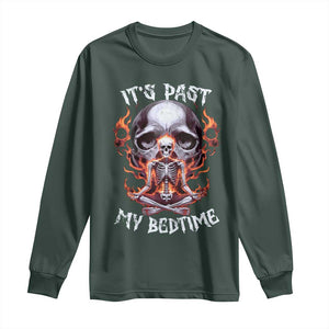 Funny Skeleton Meme Long Sleeve Shirt It's Past My Bedtime TS09 Dark Forest Green Print Your Wear