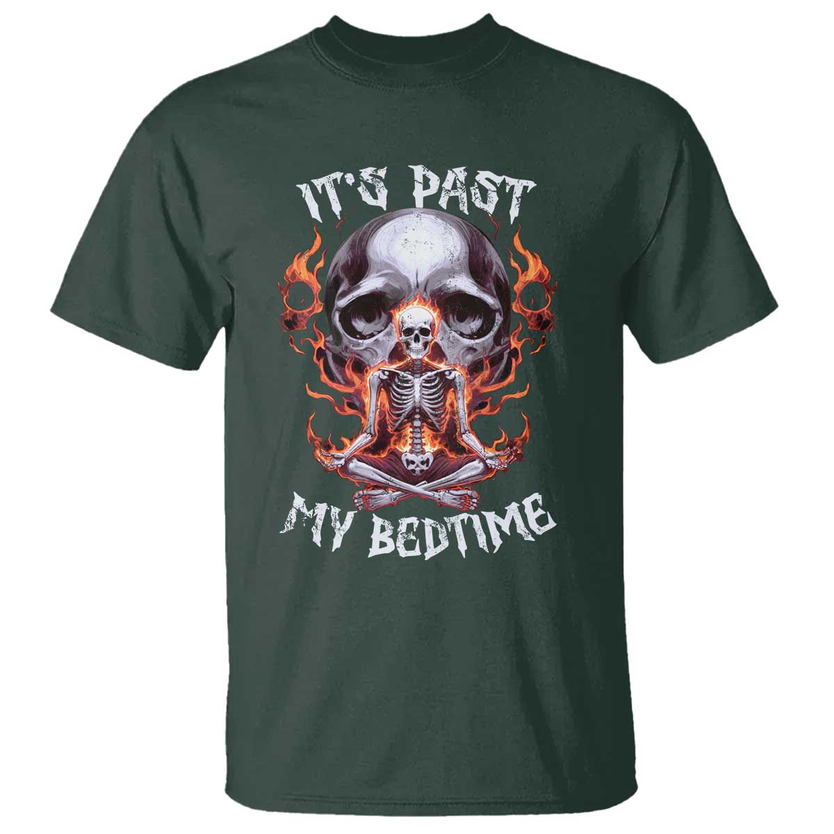 Funny Skeleton Meme T Shirt It's Past My Bedtime TS09 Dark Forest Green Print Your Wear