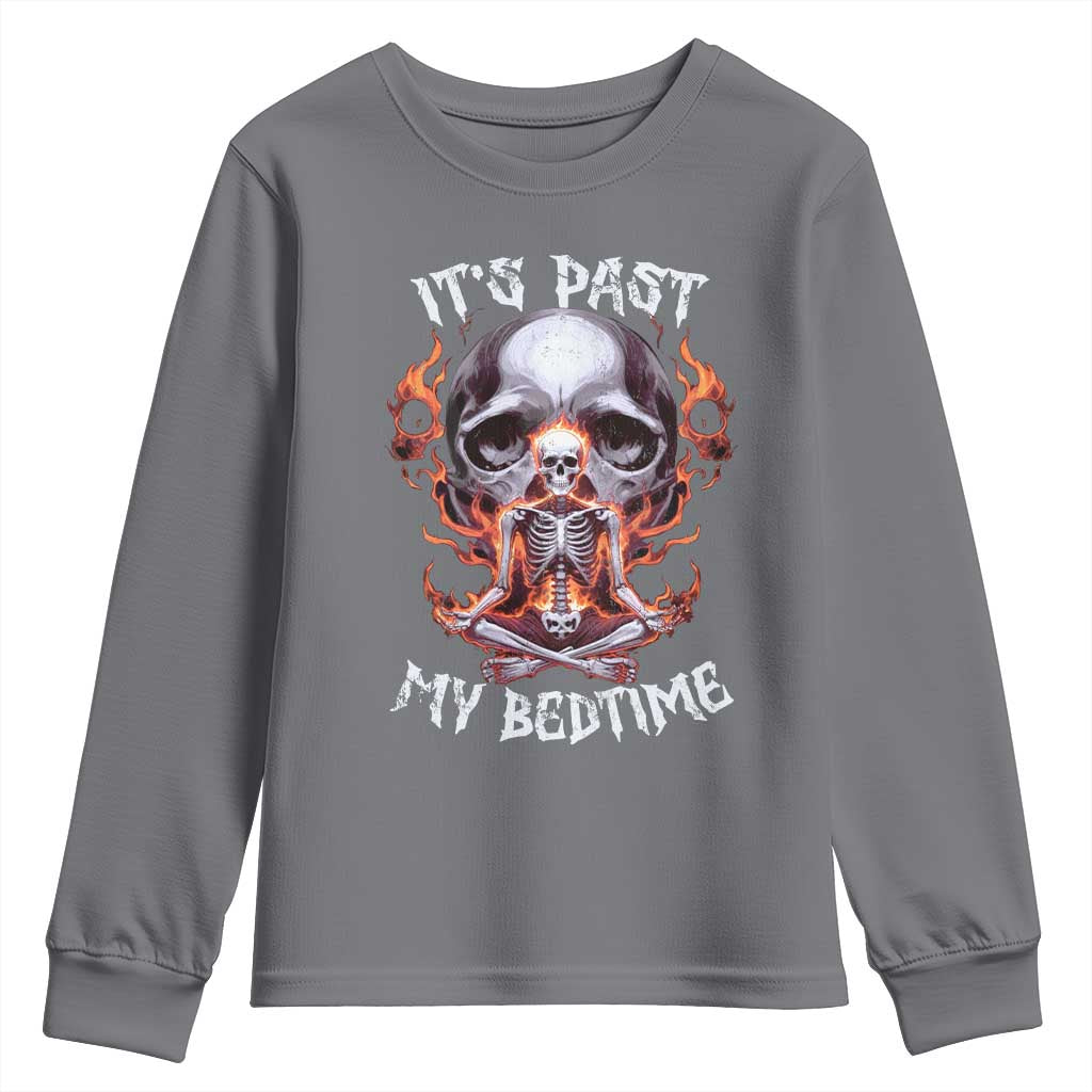Funny Skeleton Meme Youth Sweatshirt It's Past My Bedtime TS09 Charcoal Print Your Wear
