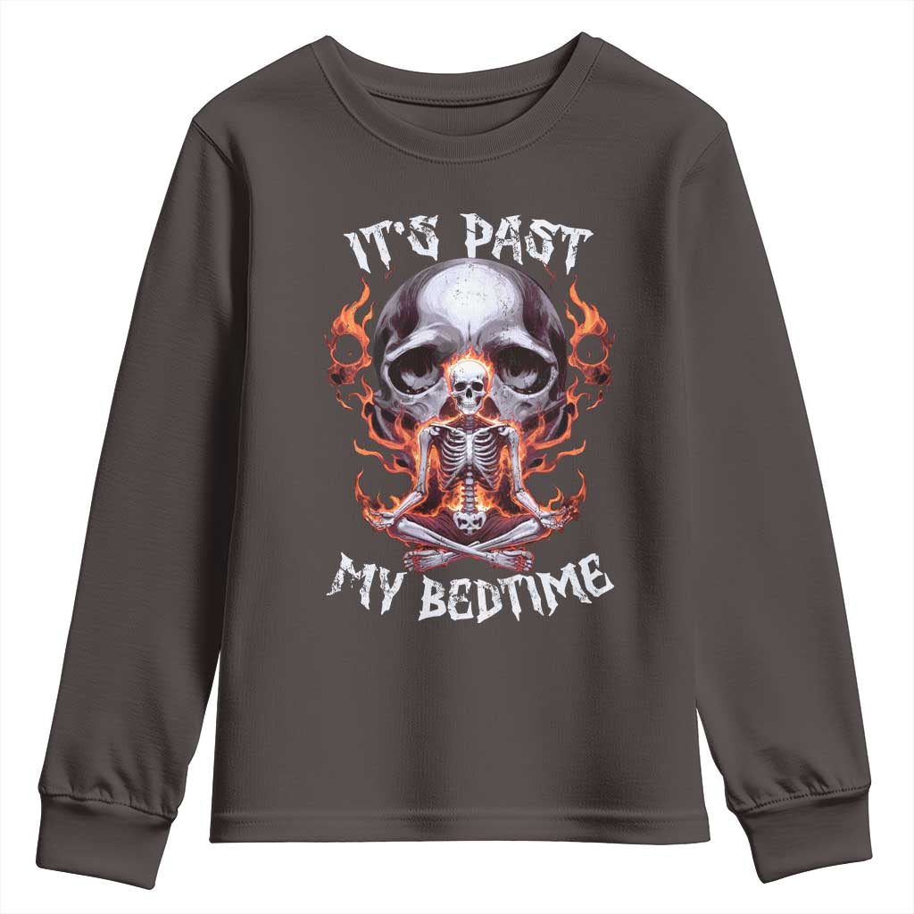 Funny Skeleton Meme Youth Sweatshirt It's Past My Bedtime TS09 Dark Chocolate Print Your Wear