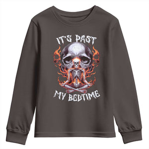 Funny Skeleton Meme Youth Sweatshirt It's Past My Bedtime TS09 Dark Chocolate Print Your Wear