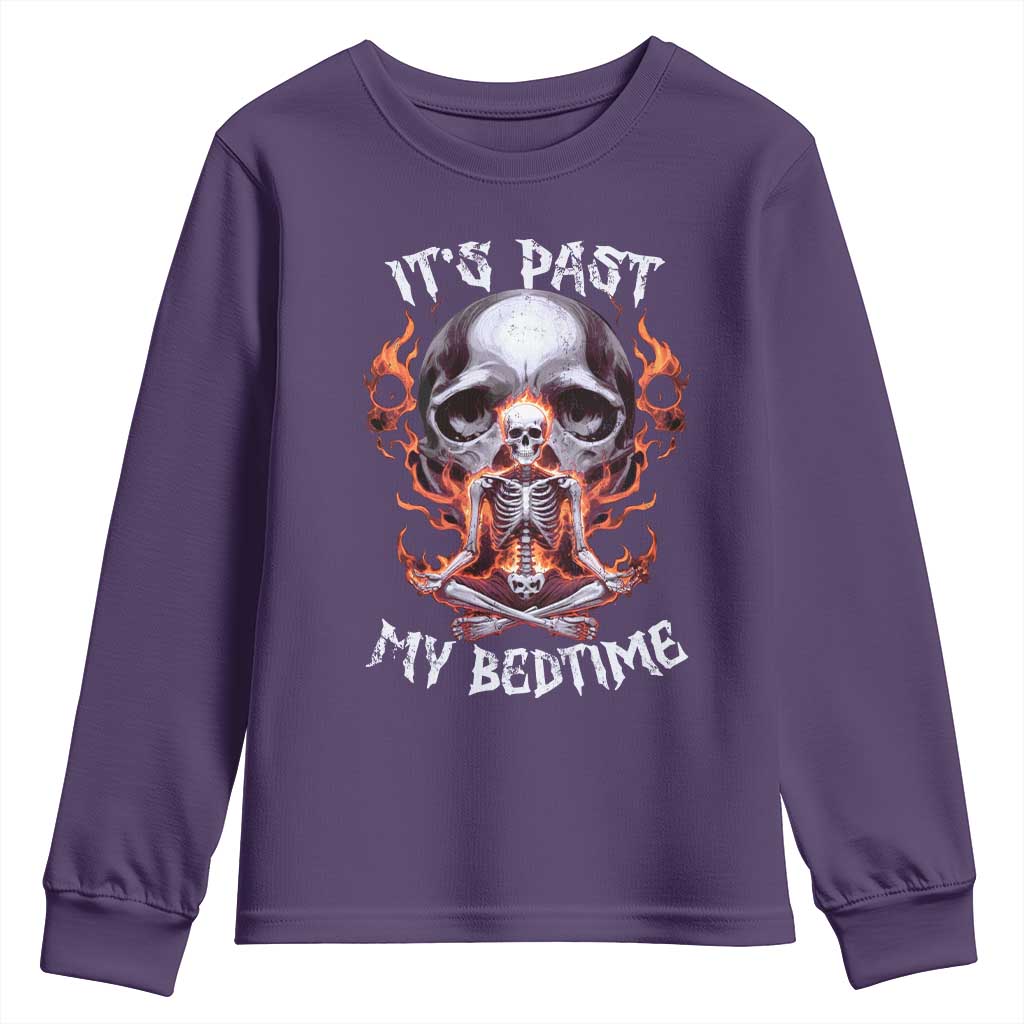 Funny Skeleton Meme Youth Sweatshirt It's Past My Bedtime TS09 Purple Print Your Wear