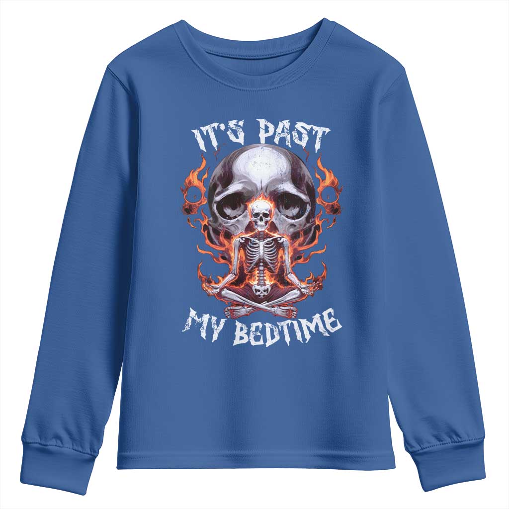 Funny Skeleton Meme Youth Sweatshirt It's Past My Bedtime TS09 Royal Blue Print Your Wear