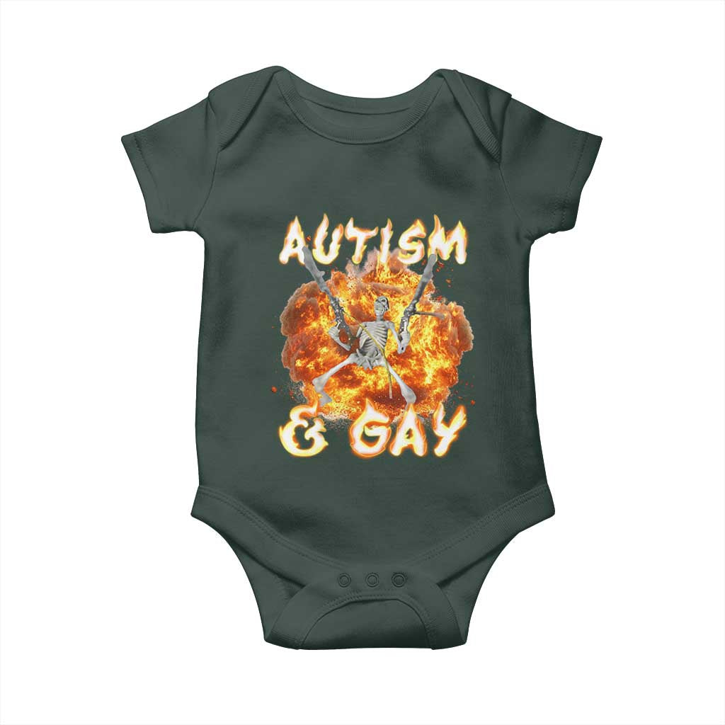 Funny Skeleton Meme Baby Onesie Autistic and Gay TS09 Print Your Wear