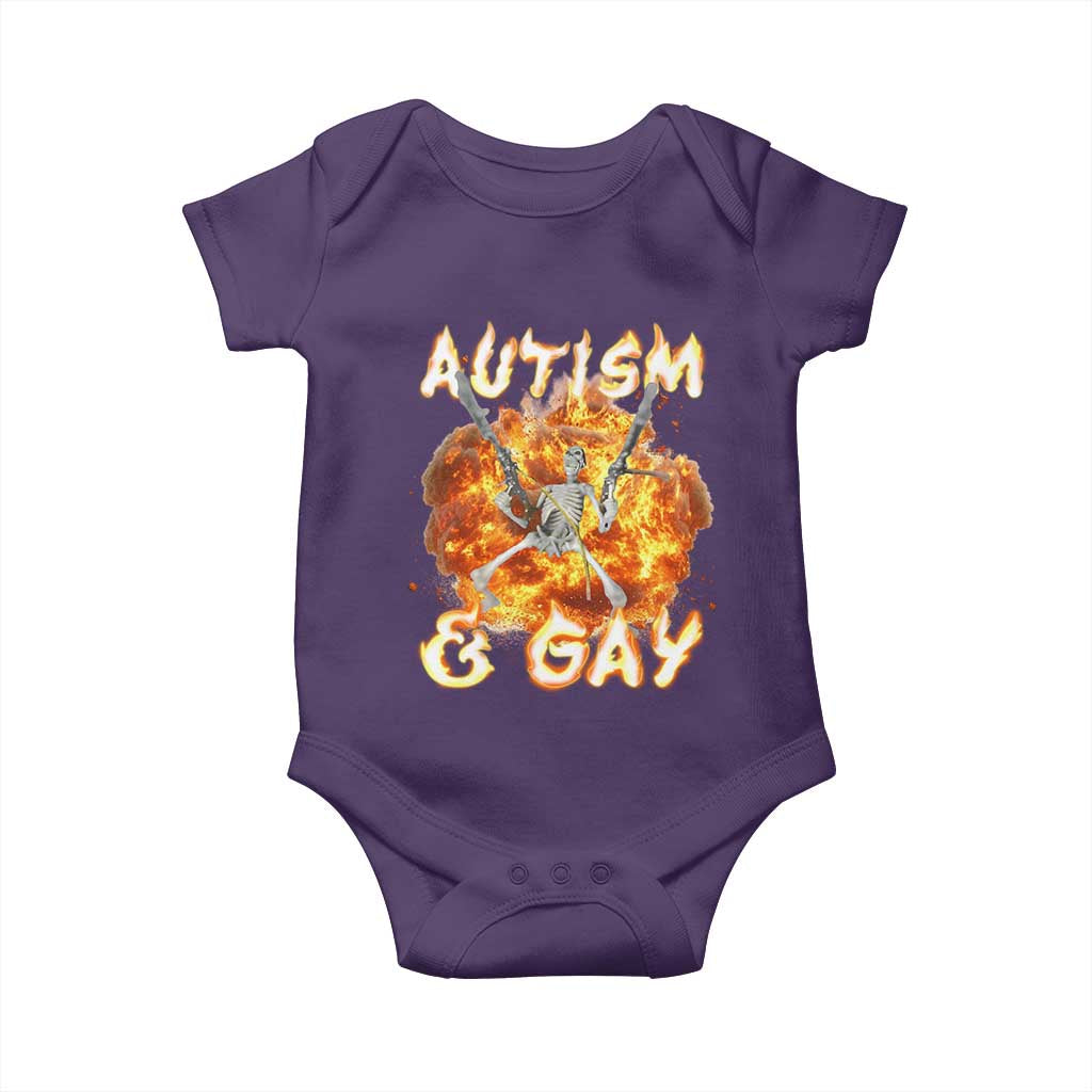 Funny Skeleton Meme Baby Onesie Autistic and Gay TS09 Purple Print Your Wear