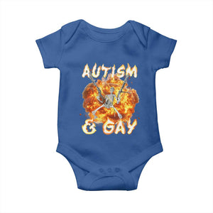 Funny Skeleton Meme Baby Onesie Autistic and Gay TS09 Royal Blue Print Your Wear