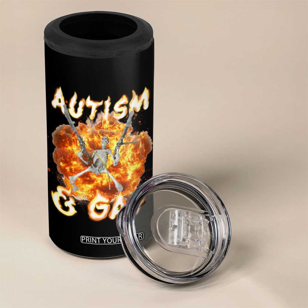 Funny Skeleton Meme 4 in 1 Can Cooler Tumbler Autistic and Gay TS09 Print Your Wear