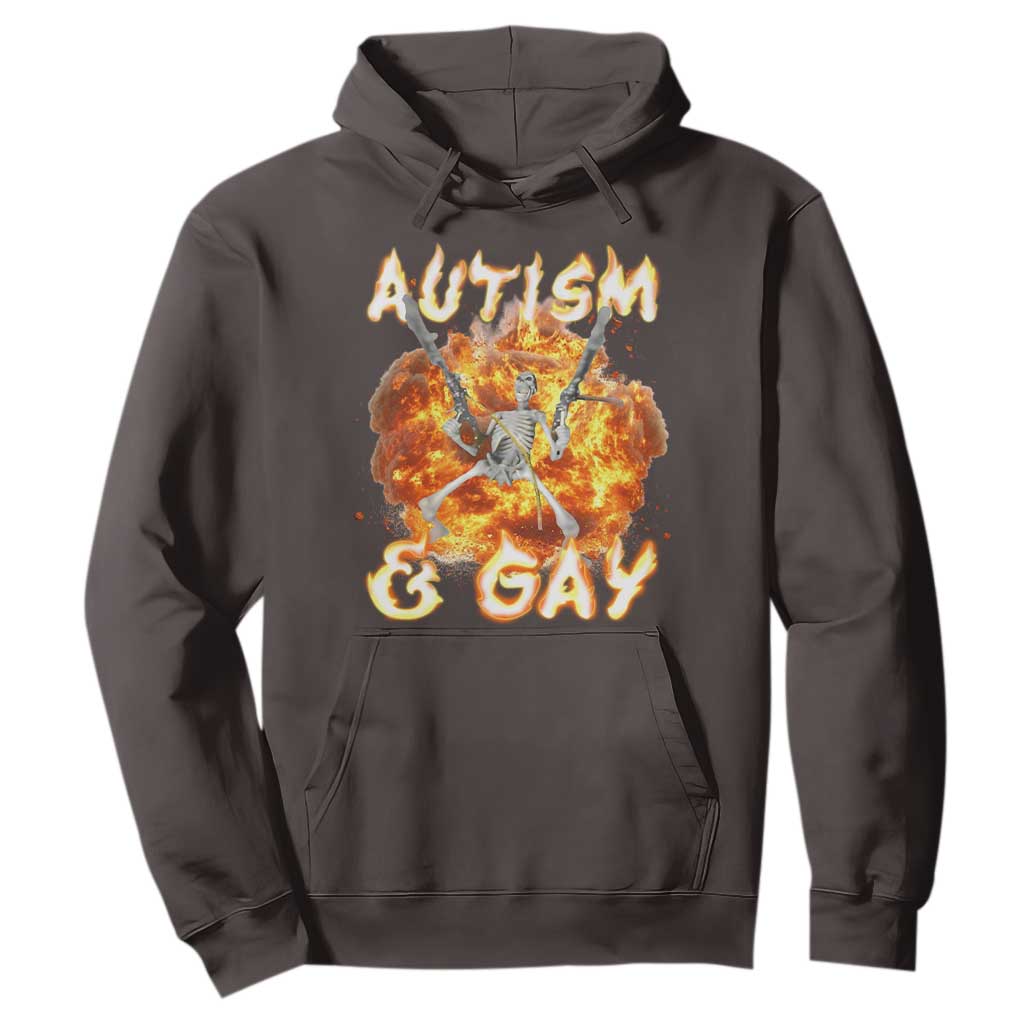 Funny Skeleton Meme Hoodie Autistic and Gay TS09 Dark Chocolate Print Your Wear