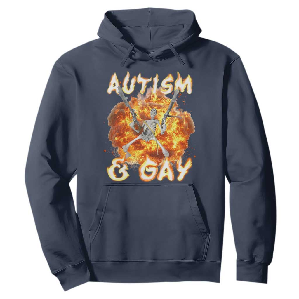 Funny Skeleton Meme Hoodie Autistic and Gay TS09 Navy Print Your Wear
